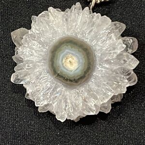 Stone Pendant & Hoop Earrings